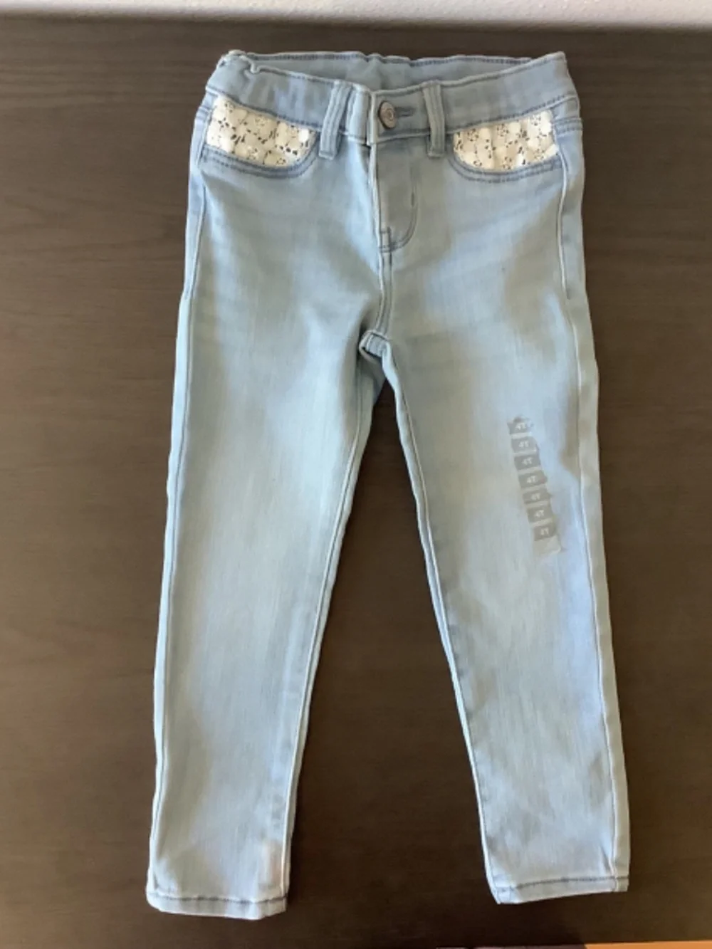 NWT OshKosh B'Gosh girls Denim Jegging Leggings Blue And Purple Tee Size 4T